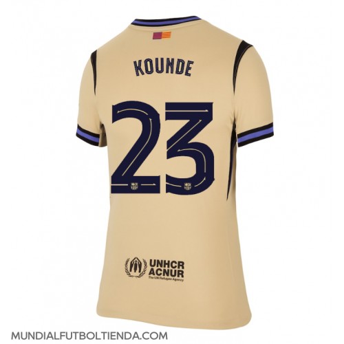 Camiseta Barcelona Jules Kounde #23 Segunda Equipación Replica 2025-26 para mujer mangas cortas Camiseta Barcelona Jules Kounde #23 Segunda Equipación Replica 2025-26 para mujer mangas cortas